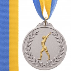 Медаль спортивна зі стрічкою PlayGame Гімнастика срібна, код: C-4851_S