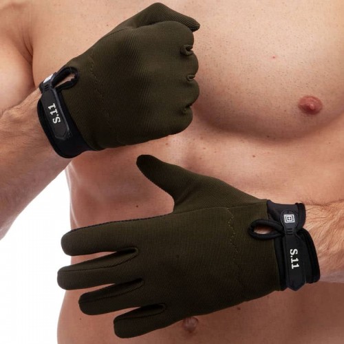 Рукавички тактичні з закритими пальцями Tactical 5.11 размер XL, оливковий, код: BC-0527_XLOL