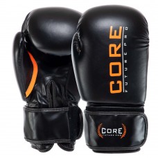 Рукавички боксерські шкіряні Core 12 унцій, черный-помаранчевий, код: BO-8541_12B