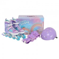 Роликові ковзани розсувні дитячі із захистом й шоломом у комплекті Banwei S (31-34), фіолетовий-блакитний, код: BW-902-9_SV Роликові ковзани розсувні дитячі із захистом й шоломом у комплекті Banwei S (31-34), фіолетовий-блакитний, код: BW-902-9_SV