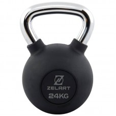 Гиря чавунна з гумовим покриттям та хромованою ручкою Zelart 24кг, чорний, код: TA-7794-24-S52 Гиря чавунна з гумовим покриттям та хромованою ручкою Zelart 24кг, чорний, код: TA-7794-24-S52