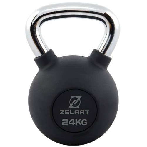 Гиря чавунна з гумовим покриттям та хромованою ручкою Zelart 24кг, чорний, код: TA-7794-24-S52 Гиря чавунна з гумовим покриттям та хромованою ручкою Zelart 24кг, чорний, код: TA-7794-24-S52