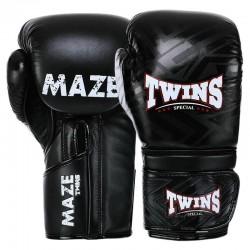Боксерські рукавиці шкіряні Twins 14 унцій, чорний, код: BO-5067_14BK