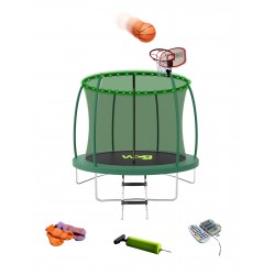 Батут WCG із внутрішньою захисною сіткою та LED підсвіткою 10FT (3050 мм), зелений, код: W-1003-IF