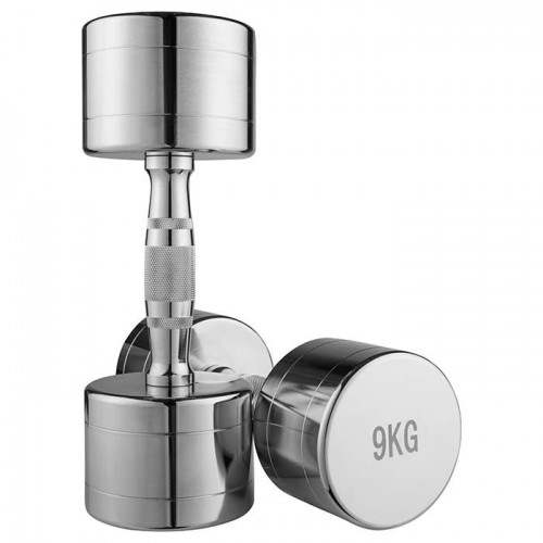 Гантель хромована FitGo 1x9 кг, сірий, код: 80020-9-WS