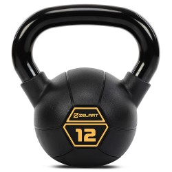 Гиря тренувальна цільна сталева з PVC покриттям Mdbuddy 12кг, чорний, код: TA-5428-12