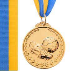 Медаль спортивна зі стрічкою PlayGame Футбол золота, код: C-7011_G