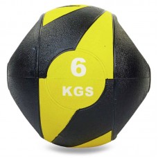 М"яч медичний медбол із двома ручками Record Medicine Ball 6кг чорний-жовтий, код: FI-5111-6-S52