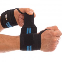 Бинти кистьові для жиму Mute Strength Wrist Wraps, 2шт, чорний-синій, код: 9097_BL