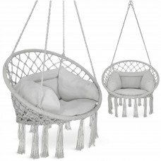 Крісло-гойдалка підвісна, плетена з подушкою 4Fizjo Boho Dream 80 см, сірий, код: P-5905973404532 Крісло-гойдалка підвісна, плетена з подушкою 4Fizjo Boho Dream 80 см, сірий, код: P-5905973404532