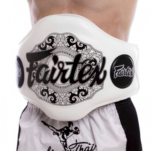 Пояс тренера шкіряний Fairtex білий-чорний, код: BPV2_WBK-S52