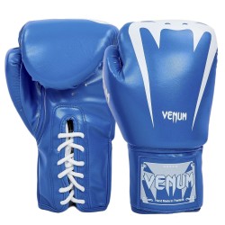 Рукавички боксерські на шнурівці Venum 8 унцій, синій-білий, код: BO-8350_8BLW