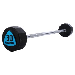 Штанга фіксована пряма поліуретанова 12-стороння LiveUp довжина-89,2см, 30кг, чорний-синій, код: LP8012-30-S52