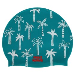 Шапочка для плавання силіконова для дорослих MadWave Palm Tree зелений, код: M055330