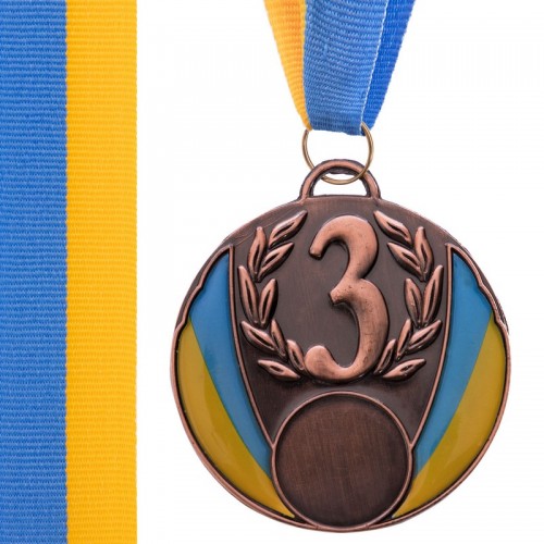 Медаль спортивна зі стрічкою PlayGame Ukraine бронзова, код: C-4339_B