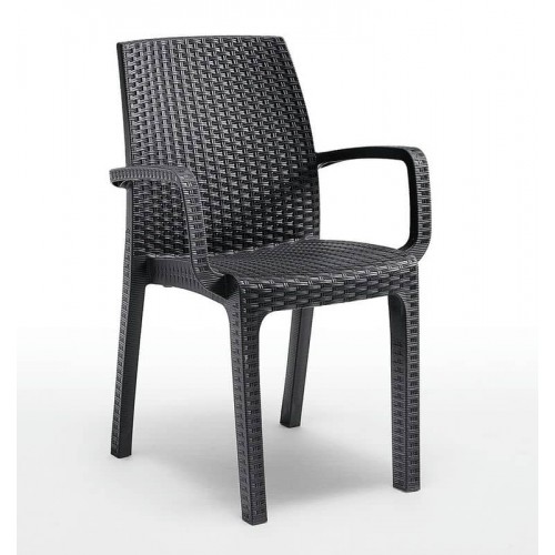 Стілець садовий пластиковий Bica Verona Armchair, графіт, код: 8003723491935-TE