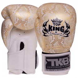 Рукавички боксерські  Top King Super Snake шкіряні 10 унцій, білий-золотий, код: TKBGSS-02_10WG-S52