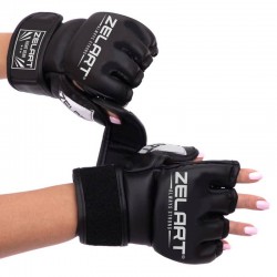 Рукавички для змішаних єдиноборств MMA Zelart S, чорний-білий, код: BO-5699_SBKW