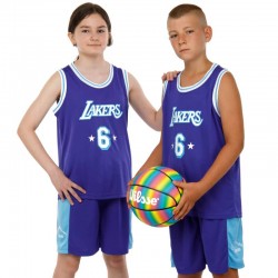 Форма баскетбольна дитяча NB-Sport Lakers S (5-6 років), 115-120см, фіолетовий-блакитний, код: BA-9970_SVN