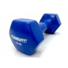 Гантель для фітнесу EasyFit з вініловим покриттям, 1х5 кг, синій, код: EF-0050-BL-EF
