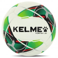 М"яч футбольний Kelme Vortex 21.1 №5 PU, білий-зелений, код: 8101QU5003-9127-5-S52