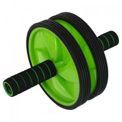 Ролик для пресу подвійний FitGo D180mm, салатовий, код: FI-7146_LG Ролик для пресу подвійний FitGo D180mm, салатовий, код: FI-7146_LG