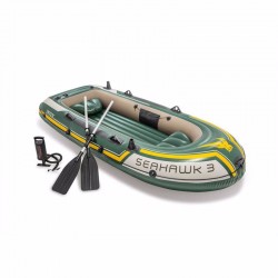 Тримісний надувний човен Intex Seahawk 3 Set + Алюмінієві весла та ручний насос, 2950х1370х430 мм, код: 68380-IB