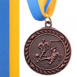 Медаль спортивна зі стрічкою PlayGame Футбол бронзова, код: C-7020_B