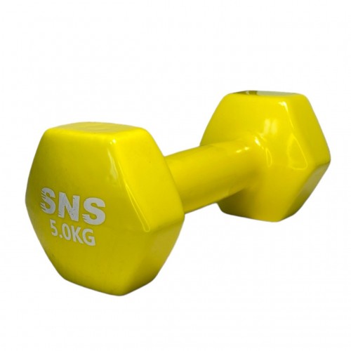 Гантель вінілова SNS 1х5 кг, жовтий, код: 12674-SNS