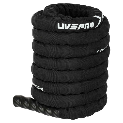 Канат для кросфіту в захисному рукаві LiveUp Battle Rope 12м, чорний, код: LP8172-12