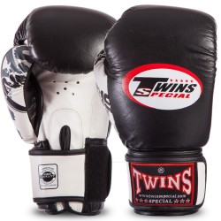 Рукавички боксерські Twins Classic 14 унцій, чорний-білий, код: 0269_14BK