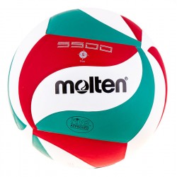М"яч волейбольний Molten 5500 PU №5, білий-червоний-зелений, код: V5M5500-WS