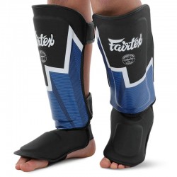 Захист гомілки та стопи для єдиноборств Fairtex, розмір M, чорний-синій, код: BO-9486_MBKBL
