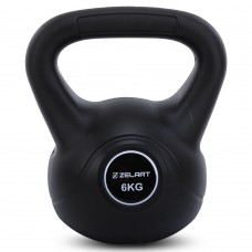 Гиря тренувальна цільна пластикова Zelart 6кг, чорний, код: TA-5427-6-S52 Гиря тренувальна цільна пластикова Zelart 6кг, чорний, код: TA-5427-6-S52