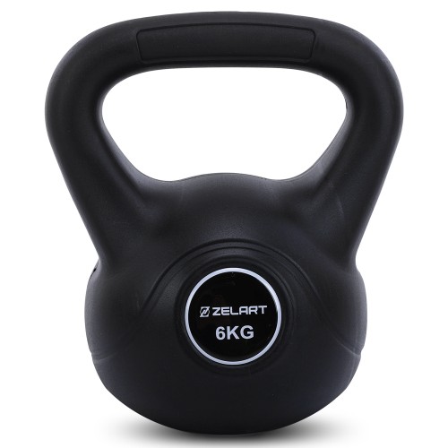 Гиря тренувальна цільна пластикова Zelart 6кг, чорний, код: TA-5427-6-S52