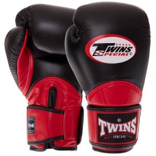 Рукавички боксерські шкіряні Twins Velcro 14 унцій, чорний-червоний, код: BGVL11_14BKR