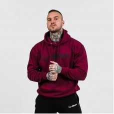 Толстовка чоловіча GymBeam PRO Hoodie Burgundy L, бордовий, код: 119914-GB