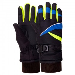 Рукавички гірськолижні теплі дитячі Camping M-L чорний-салатовий-синій, код: C-51-1_MLBKLGBL Рукавички гірськолижні теплі дитячі Camping M-L чорний-салатовий-синій, код: C-51-1_MLBKLGBL