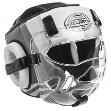 Шолом для єдиноборств з прозорою маскою Zelart S, чорний-білий, код: BO-1360_SW-S52