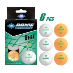 М'ячі Donic Elite 1* 40+ Plastic 6 шт, білі, помаранчеві, код: 4000885085112