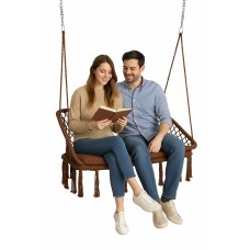 Крісло-гойдалка підвісна двомісна WCG 120 см + м’яка подушка, коричневий, код: QNSW09BR-IF
