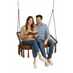 Крісло-гойдалка підвісна двомісна WCG 120 см + м’яка подушка, коричневий, код: QNSW09BR-IF