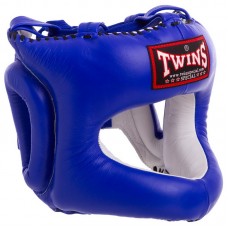 Шолом боксерський з бампером шкіряний Twins L синій, код: HGL9_LBL-S52