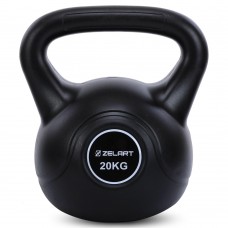 Гиря тренувальна цільна пластикова Zelart 20кг, чорний, код: TA-5427-20-S52 Гиря тренувальна цільна пластикова Zelart 20кг, чорний, код: TA-5427-20-S52