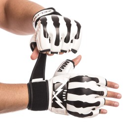 Рукавички для змішаних єдиноборств MMA Zelart розмір M, білий-чорний, код: BO-1395_MWBK