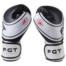 Боксерські рукавички FGT 12oz, чорний/білий, код: FT-2177/12-WS