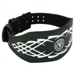 Пояс атлетичний шкіряний Fistrage M, ширина-15см, чорний-білий, код: VL-4353_M