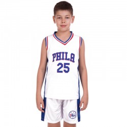 Форма баскетбольна підліткова PlayGame NB-Sport NBA Phila 25 L (10-13 років), рост 140-150см, білий-синій, код: BA-0927_LWBL