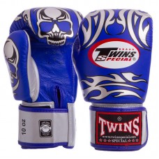 Рукавички боксерські шкіряні Twins 14 унцій, синій-срібний, код: FBGVL3-31_14BLGR
