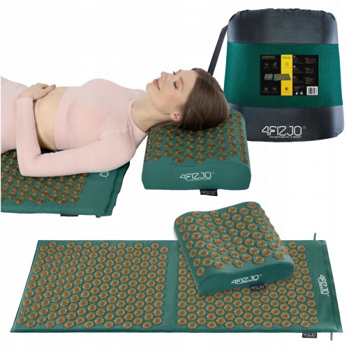 Килимок акупунктурний з подушкою 4Fizjo Ergo Mat XL Аплікатор Кузнєцова Navi Green/Gold, код: P-5907739315083